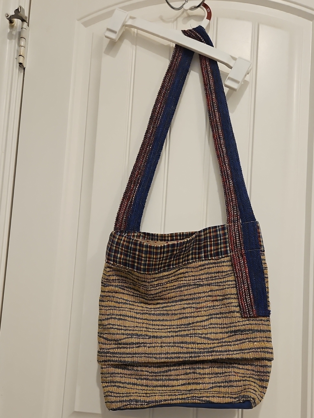 Handwoven Blue and Tan Shoulder Bag